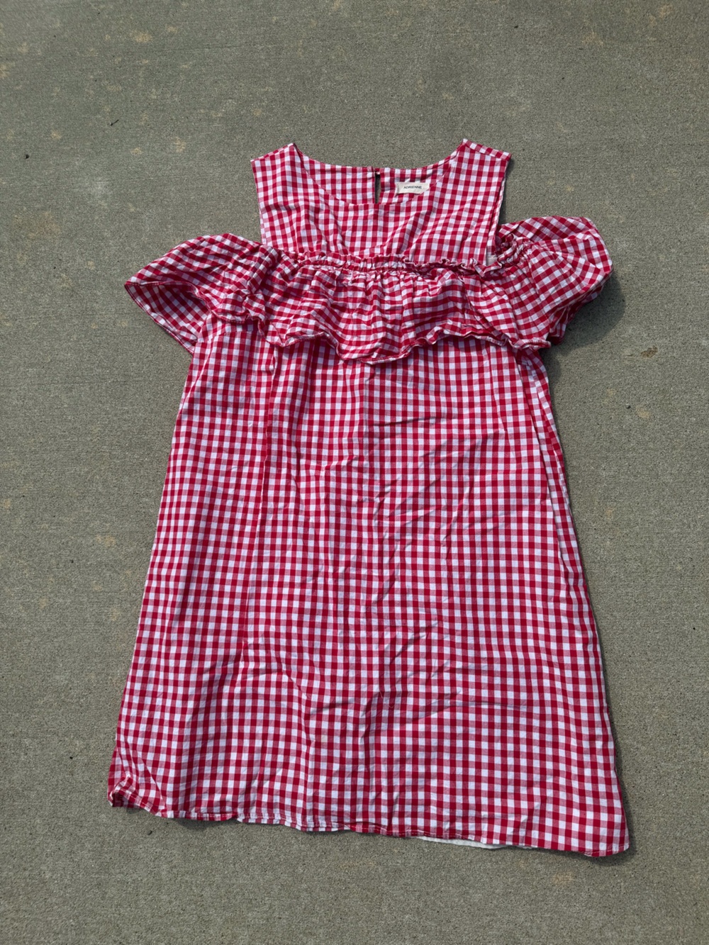 Red and White Gingham Off-Shoulder Dress